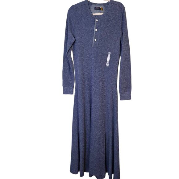 Polo maxi dress, cotton blue heather. Size XL. NWT - Picture 1 of 5